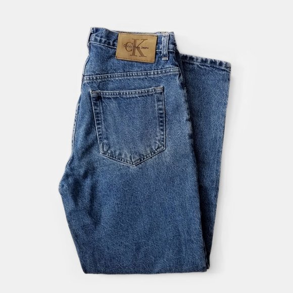 CALVIN KLEIN High Rise Straight Leg Medium Wash Mom Jeans - Picture 1 of 12